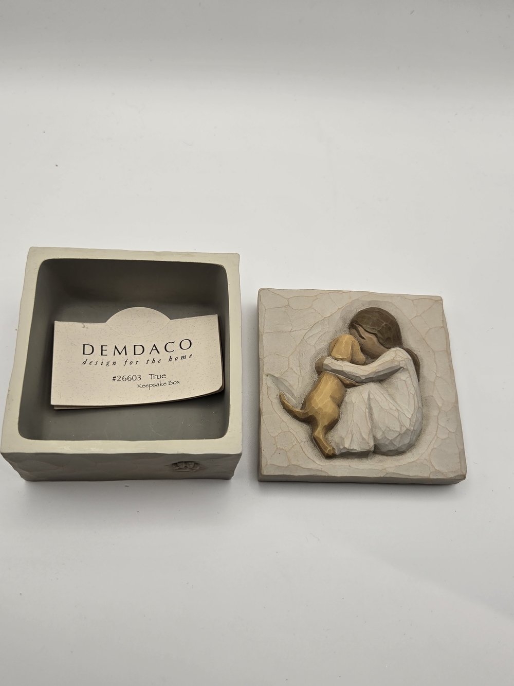 Vintage Willow Tree Dog Girl Trinket Box TRULY A FRIEND Demdaco Susan Lordi 2003